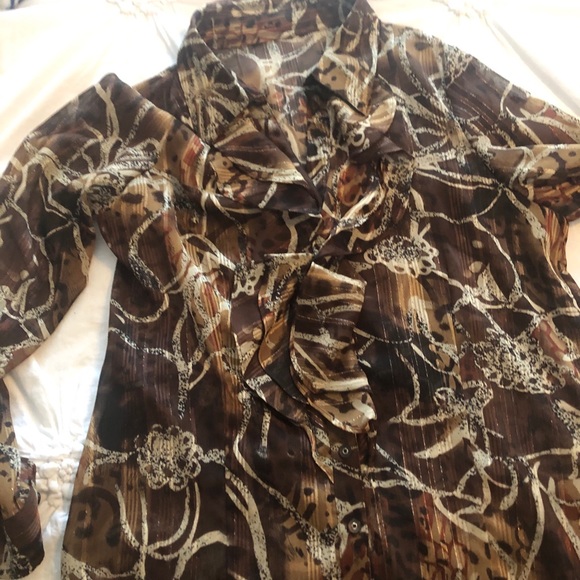 VINTAGE ruffled blouse size large - Picture 8 of 10